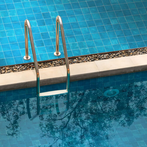 Swimming pool stair in beautiful luxury hotel and resort